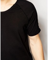 Only Sons Only Sons Longline T Shirt With Raw Edge And Curved Hem
