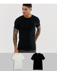 ASOS DESIGN Organic Muscle Fit T Shirt With Crew Neck 2 Pack Save