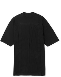 Rick Owens Oversized Canvas Trimmed Cotton Jersey T Shirt