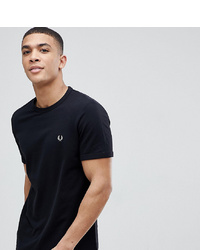 Fred Perry Pique Logo Crew Neck T Shirt In Black