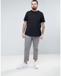 Asos Plus Longline T Shirt With Crew Neck And Curved Hem In Black