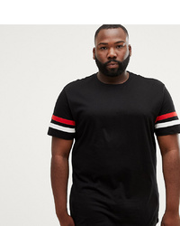 ASOS DESIGN Plus Relaxed Longline T Shirt With Contrast Sleeve Panels In Black