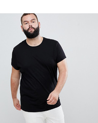 ASOS DESIGN Plus T Shirt With Crew Neck And Roll Sleeve In Black