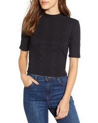 PST by Project Social T Rib Knit Mock Neck Tee