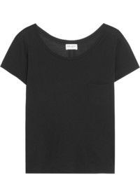 Saint Laurent Scoop Neck Cotton Jersey T Shirt Black