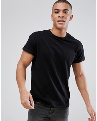 New Look T Shirt With Roll Sleeve In Black