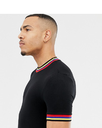 ASOS DESIGN Tall Muscle Fit T Shirt With Tipping In Black