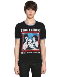 Saint Laurent To The Moon Back Cotton Jersey T Shirt