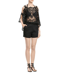 Le By Alessandra Crochet Peasant Top