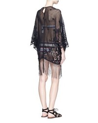Miguelina Vonna Fringe Scalloped Cotton Crochet Lace Cover Up