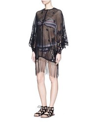 Miguelina Vonna Fringe Scalloped Cotton Crochet Lace Cover Up