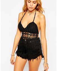 Asos Collection Crochet Bralet With Beading And Molded Cups