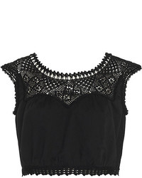 Loveshackfancy Crochet Crop Top Black