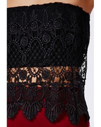 Missguided Black Crochet Lace Bandeau Top