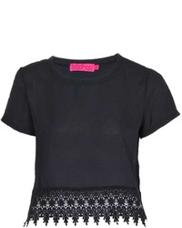 Boohoo Wendy Woven Shell Top With Crochet Trim