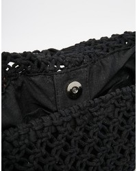 South Beach Crochet Crossbody Bag With Tassles