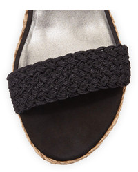 Stuart Weitzman Alexlo Crochet Wedge Sandal Nero