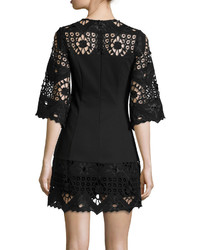 Alexis R Crochet Trim Ponte Mini Dress Black
