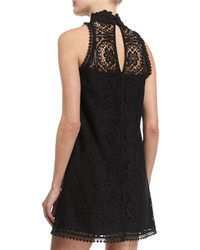 Nanette Lepore Sleeveless Crochet Mock Neck Dress Black