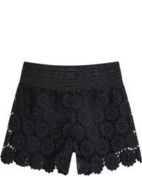 Black Floral Crochet Lace Shorts