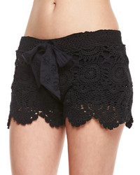 Letarte Crochet Coverup Shorts Black