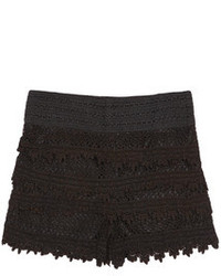 Crochet Layered Lace Black Shorts