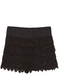 Crochet Layered Lace Black Shorts