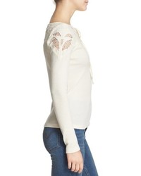 Free People With Love Tie Neck Thermal Tee