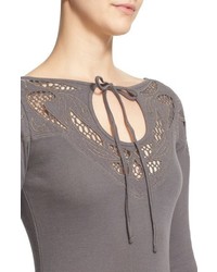 Free People With Love Tie Neck Thermal Tee