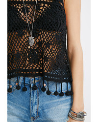 Forever 21 Pom Pom Crochet Tank