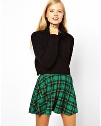Asos Cropped Sweater With Roll Neck In Chunky Rib