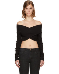 Opening Ceremony Black Cropped Off The Shoulder Sweater