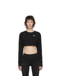 Nike Black Ribbed Crop Long Sleeve T Shirt