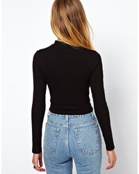 Asos Crop Top With Long Sleeves And Turtle Neck