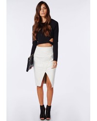 Missguided Long Sleeve Cut Out Crop Top Black
