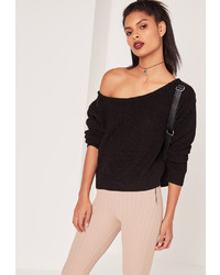 Missguided Off The Shoulder Cropped Sweater Black