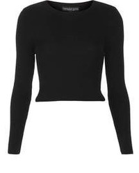 Topshop Petite Knitted Long Sleeve Ribbed Crop Top 100% Cotton Machine Washable