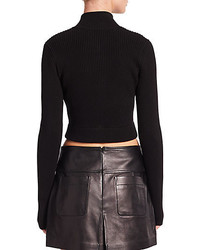 Alexander Wang T By Ribbed Zip Front Cropped Cardigan