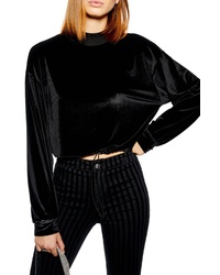 Topshop Velour Cropped Sweater