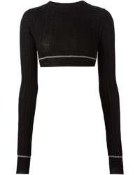 Vera Wang Cropped Ribbed Sweater