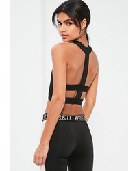 Missguided Active Black Racer Cropped Sports Top