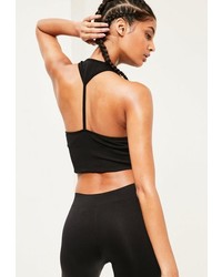 Missguided Active Black Seamfree Cropped Sports Top