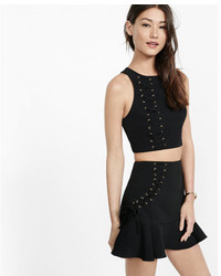 Express Asymmetrical Lace Up Cropped Top