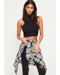Missguided Black High Neck Ribbed Crop Top