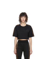 Fendi Black Rama Crop T Shirt