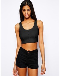 Asos Collection 90s Crop Top With Buttons In Rib