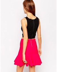 Asos Collection Crop Top In Textured Fabric With Cross Front