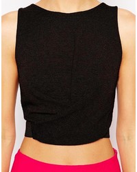 Asos Collection Crop Top In Textured Fabric With Cross Front