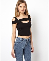 Asos Crop Top With Cut Out Off Shoulder Detail