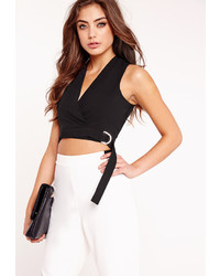 Missguided D Ring Side Crop Top Black